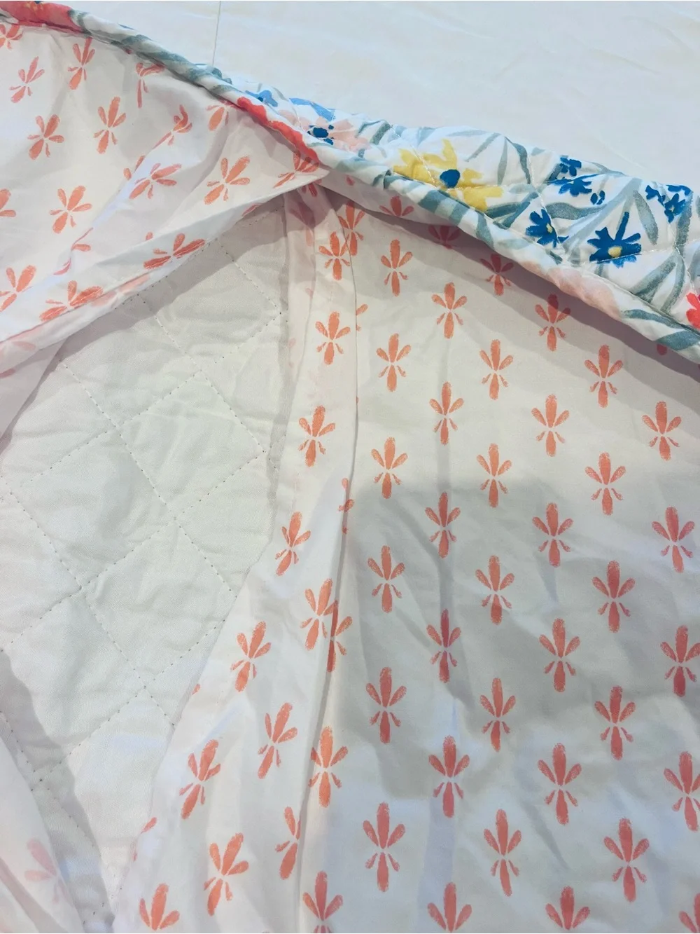 Rachel Ashwell Floral Pillow Sham Quilted White Green Peach